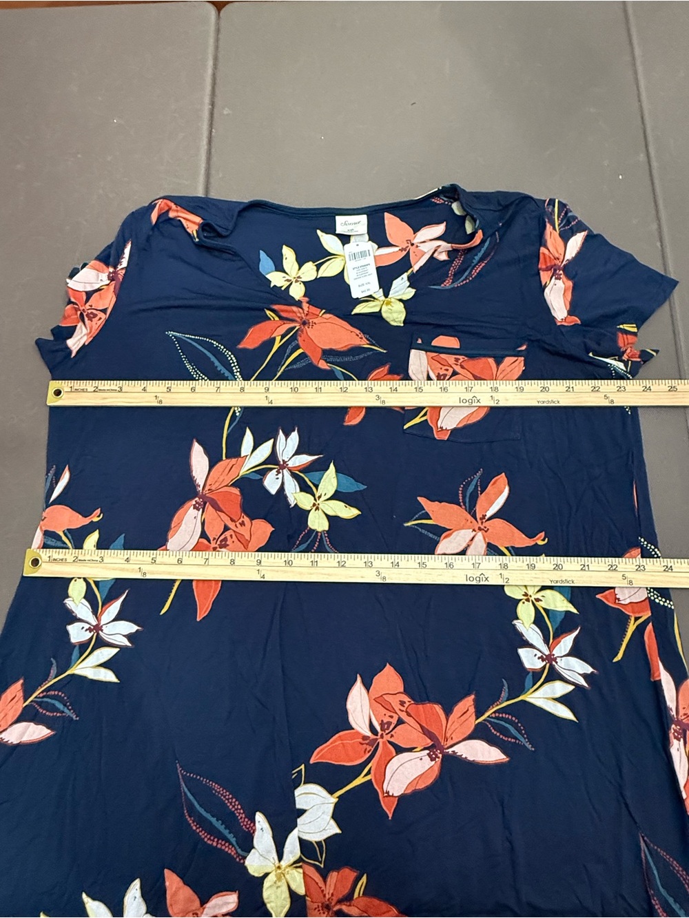 Soma Cool Nights Nightgown Sleep Shirt Soft Jersey Navy Floral NWT XXL - Picture 4 of 7
